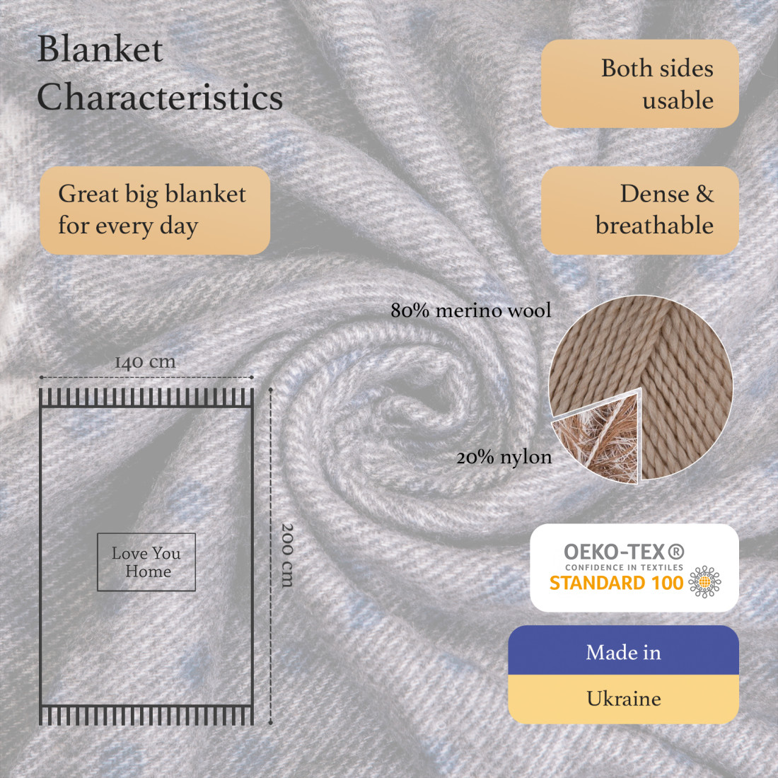 Merino plaid met kerstdesign en rendieren · 2